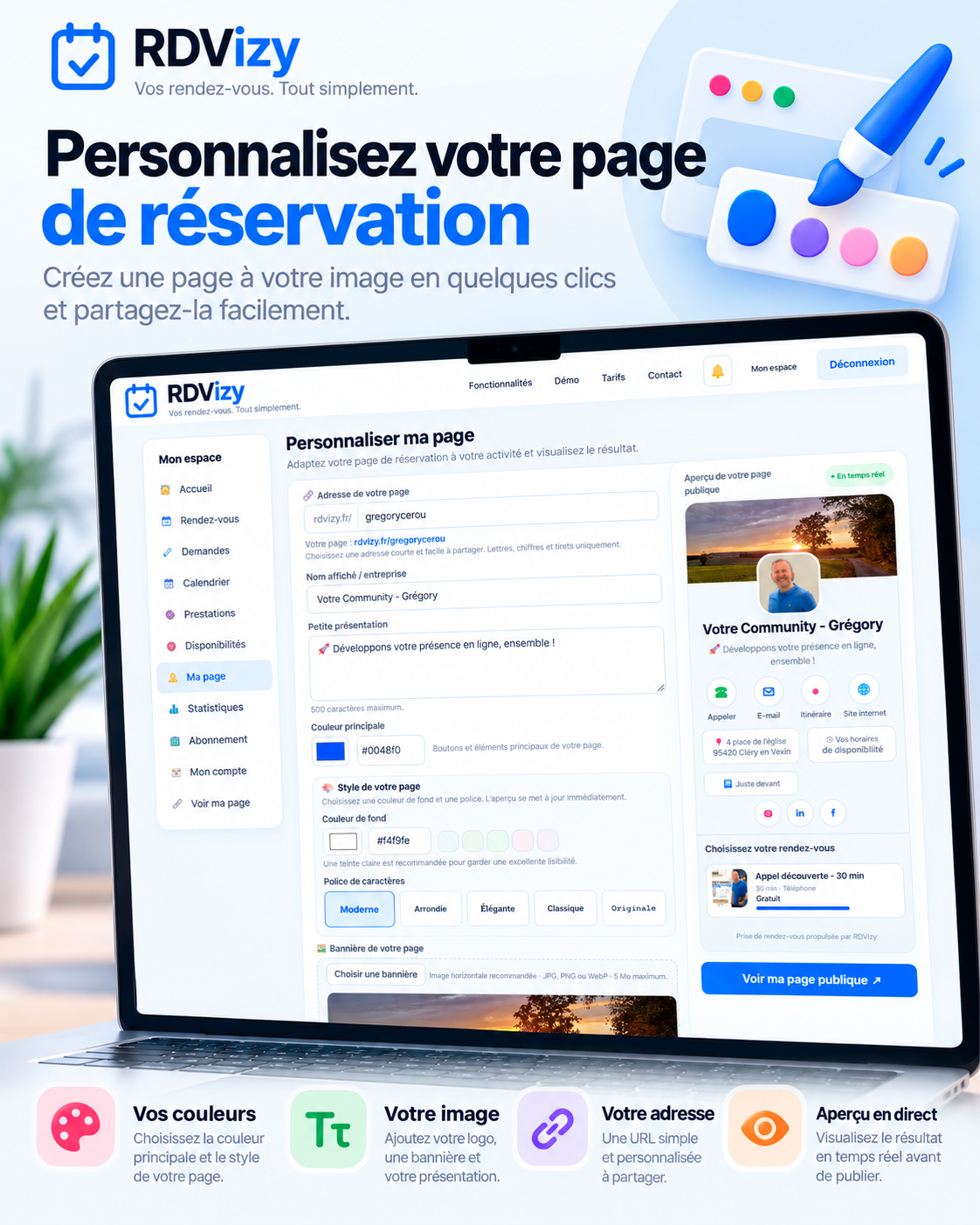 Personnalisation RDVizy